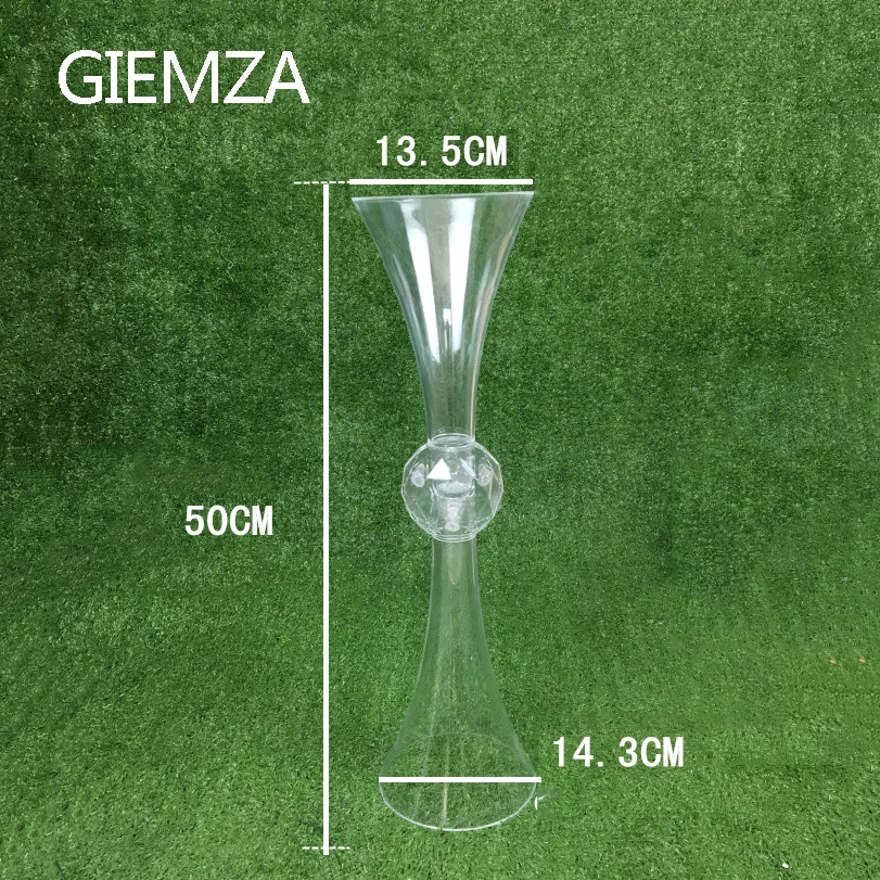 Transparent 50CM GIEMZA ваза-Горн высотой 60 см 50 см Прозрачные Акриловые реквизиты 1 шт. 2ft свадебный цветок Декор домашний садовый горшок в виде центральных пол - Цвет: Transparent 50CM