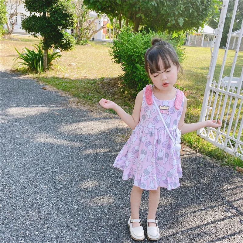 Одежда для маленьких девочек Милое летнее платье с кроликом Вечерние платья