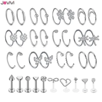 jovivi nose septum ring stainless steel lip ring eyebrow ring ear tragus women men multi used body piercing jewelry 34 pcs set