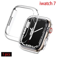 clear full cover for apple watch case 7 6 5 se 45mm 41 44 42 40 mm case for iwatch series 7 6 5 4 3 38mm glass screen protector