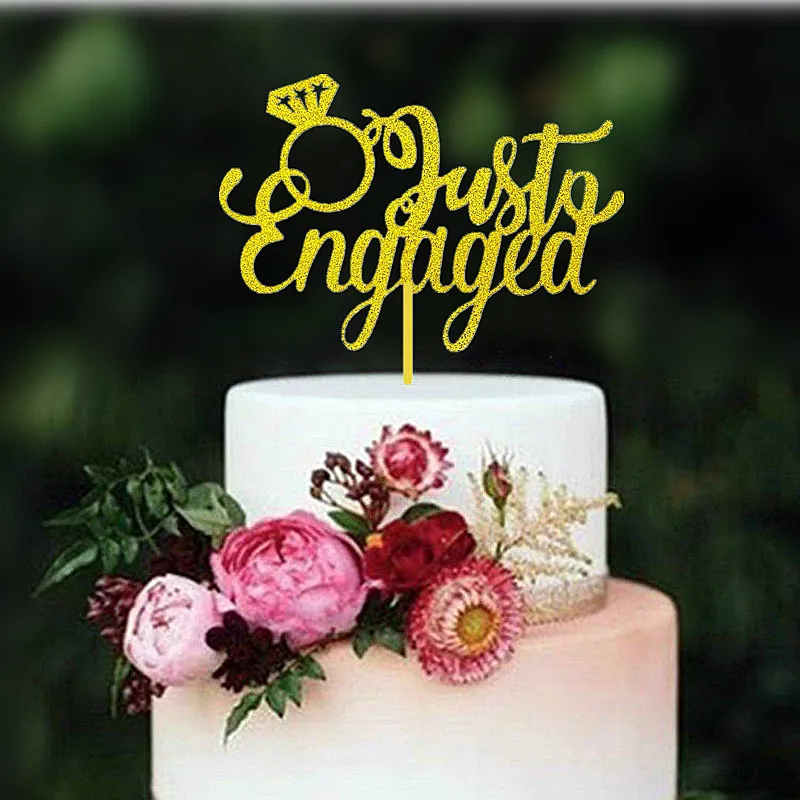 

Just Engaged CakeTopper for Engagement Wedding Party Decorations, Cake Decorating Party Supplies