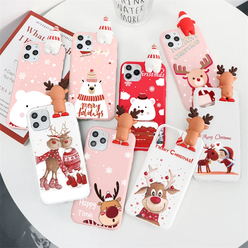 Merry 3D Doll Christmas Gift Case For Xiaomi Redmi Mi Note 11 10 Lite 9 9S 8 8T 7 6 5 Pro Max SE 9A 8A 6X S2 A2 CC9e Santa Funda