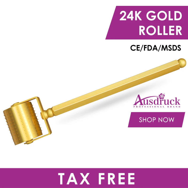 

Новинка, Роскошный 24k золотистый титановый ролик с микроиглами 250, ролик для кожи DRS, микро-игольчатый ролик для роста волос, ролик для лица CE