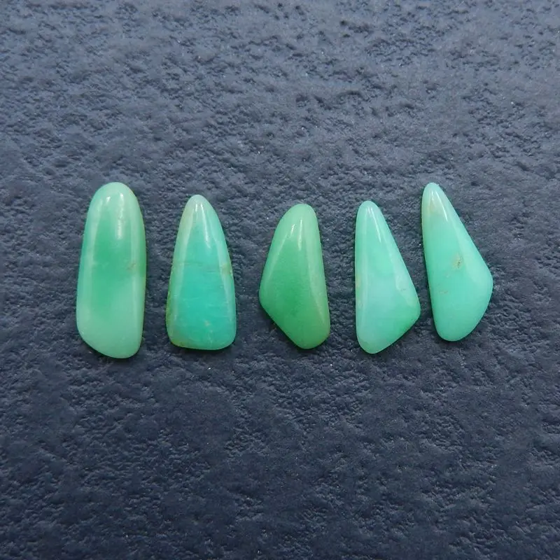 

5Pcs Natural Stone Chrysoprase Handmade DIY Jewelry Cabochons Set 14x5x2mm 12x6x2mm 1g
