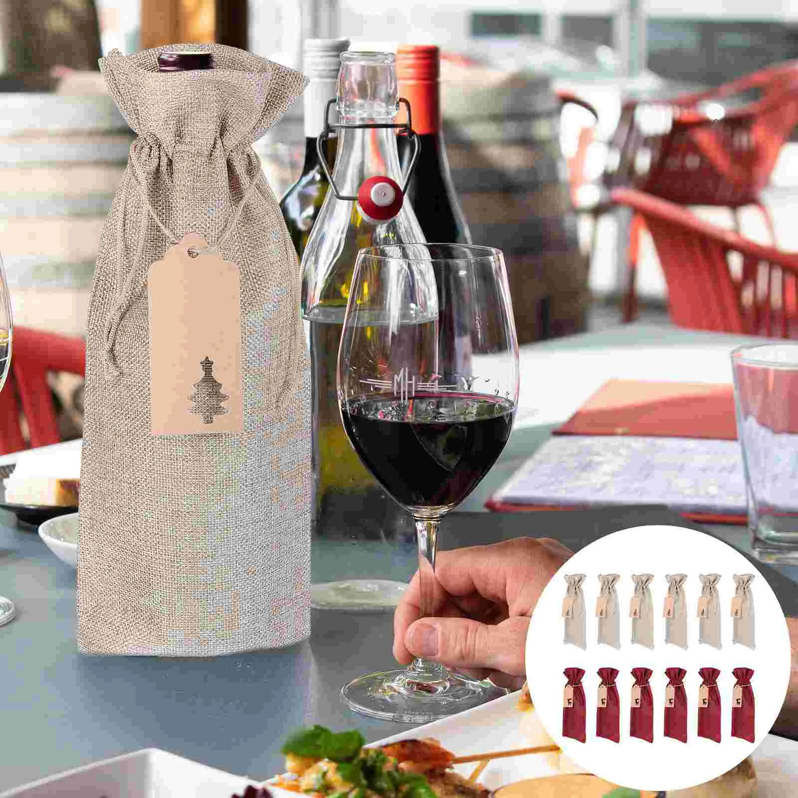 

1 Набор, 12 шт. льняных сумок на шнурке (разные цвета)