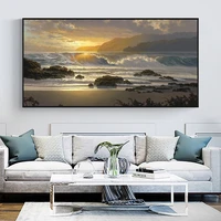 sunset beach landscape wall art canvas scandinavian posters and prints sea wave seascape modern wall picture for living room