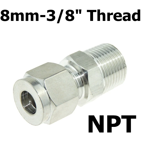 8mm OD Tube 3/" PT наружная резьба NPT x 6 мм 8 мм OD двойной наконечник трубки воздуха для компрессорной трубы разъем SS 304 нержавеющая сталь 1/4" 1/2" - Цвет: 8mm OD Tube