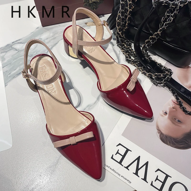 

Сандалии женские кожаные с острым носком, элегантные туфли-лодочки с ремешком и пряжкой, модные босоножки на среднем каблуке