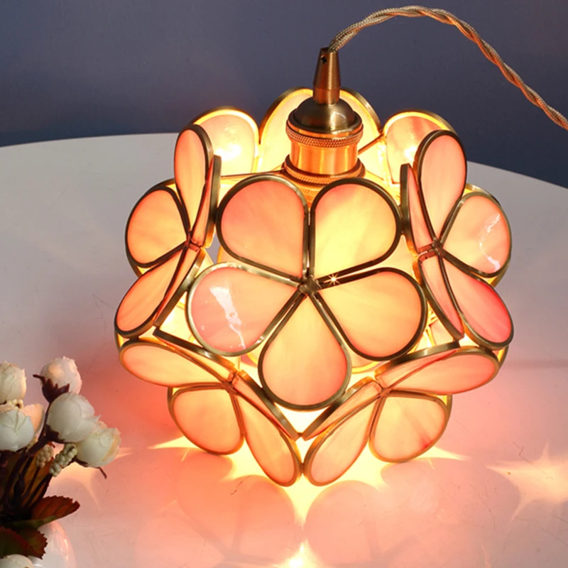 Modern glass chandelier restaurant entrance children's room petal lamp girl bedroom bedside | Лампы и освещение
