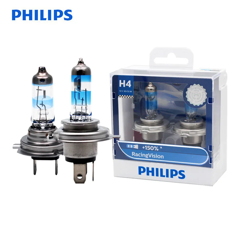 Автомобильная фара Philips H4 H7 9003 Racing Vision + на 150% больше яркости дальний/ближний свет