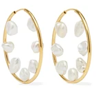 В стиле панк на не сужающемся книзу массивном золотые серьги-кольца несовместимый натуральный Пресноводная жемчужина большие кольца класса Люкс Стиль изысканный Для женщин серьги 2021 Новое поступление