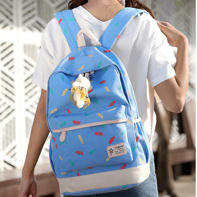 Холщовая школьная сумка для девочек-подростков 3 шт. модные рюкзаки с цветочным