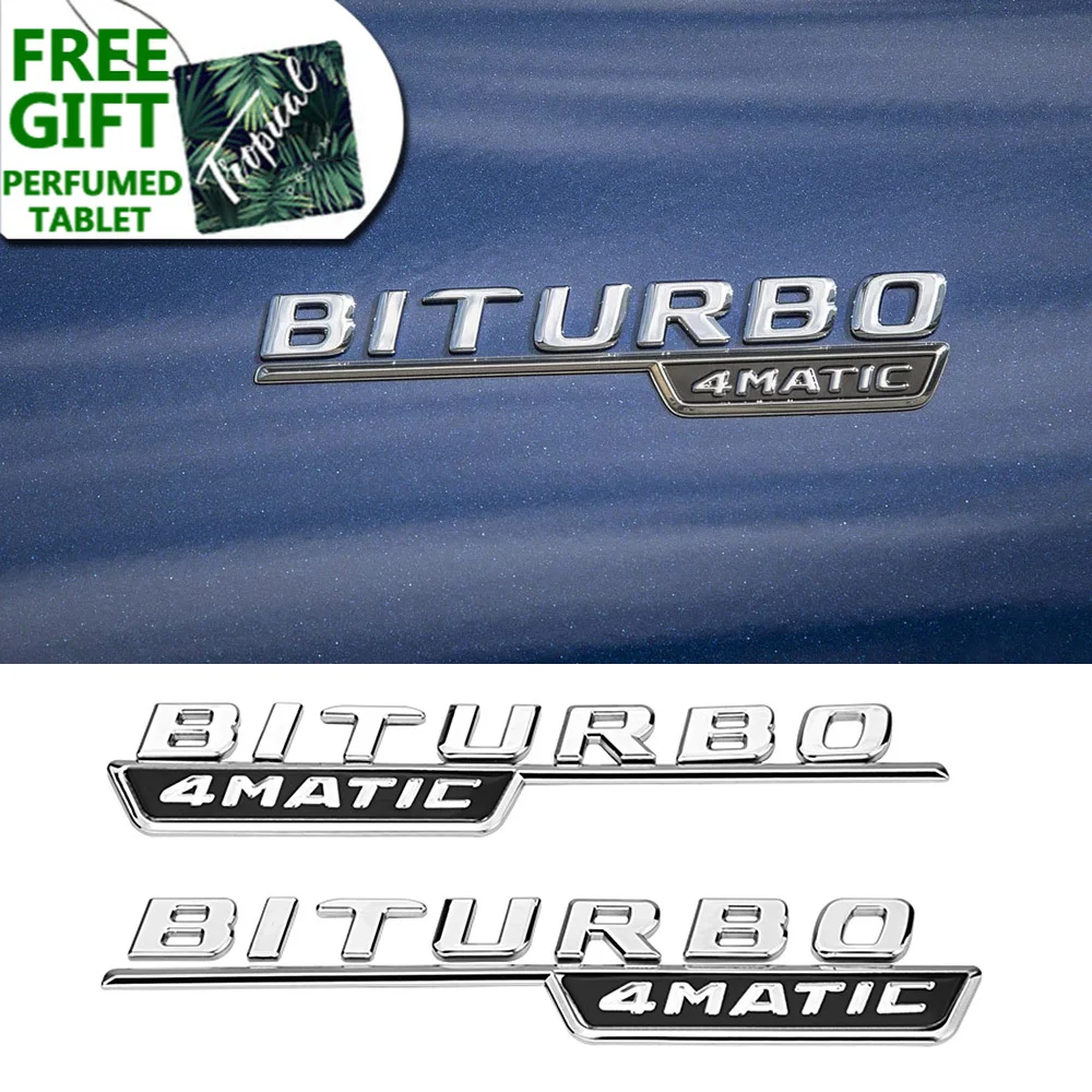 

2pcs Car Front Fender BITURBO 4MATIC Logo Sticker For Mercedes Benz AMG GLA GLC GLE GLS CLS GT E S Class Car Tuning Accessories
