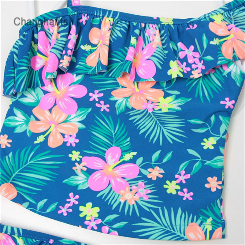 Детский купальник из двух предметов темно синий Танкини для девочек 2 8 лет с