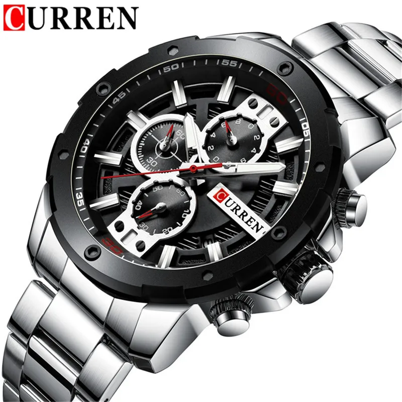 Часы Хронограф Мужские кварцевые из нержавеющей стали 8336|Кварцевые мужские часы|