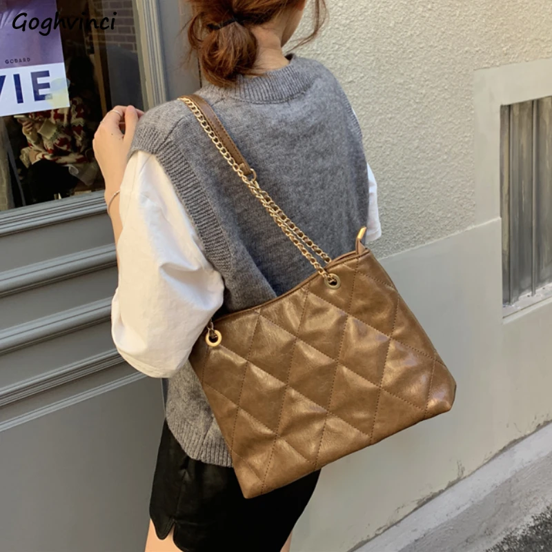 

Argyle Shoulder Bags Women Advanced Young Fashion Chain Bag Female Cross Body Street Chic Underarm Handbag High Quality Vintage