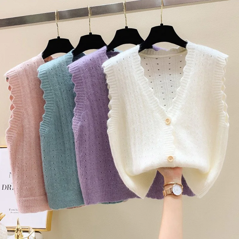 

Женский однобортный вязаный жилет Anbenser, Свободный Повседневный однотонный кардиган без рукавов на осень и зиму