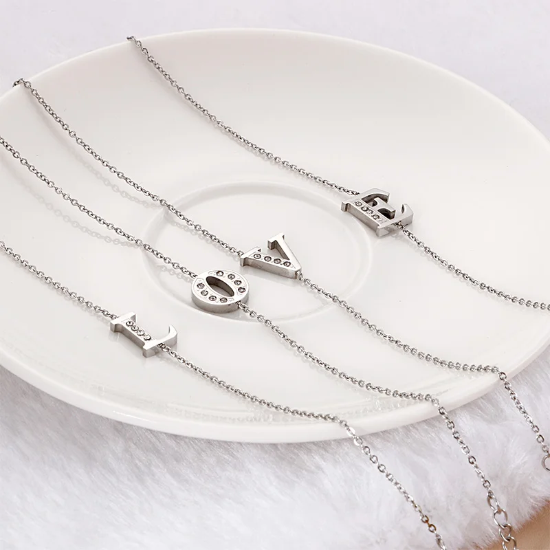 Серебряный цвет нержавеющая сталь 24 буквы браслет для женщин мода кубического