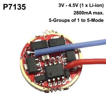 Placa controladora de linterna P7135, 17mm, 1 celda, 3A, 5 grupos, 1 a 5 modos, AMC7135, 7135, circuito LED para linterna DIY (1 ud.)