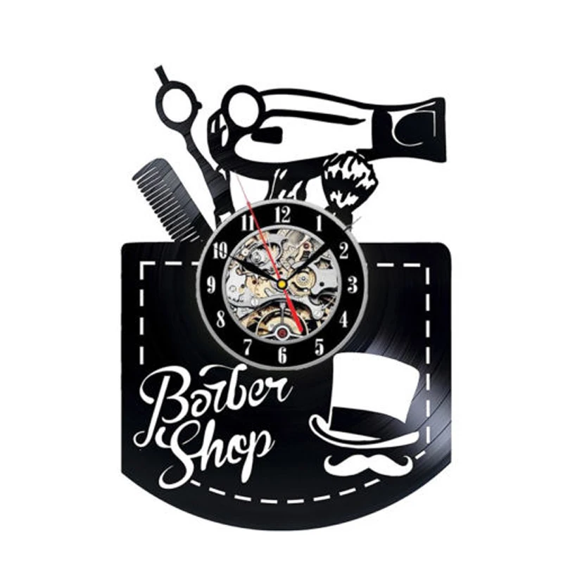 

Barber Shop Wall Clock Barber Toolkits Vinyl Record Wall Clock Modern Design Hairdresser Barber Hair Stylist Hair Salon Decor