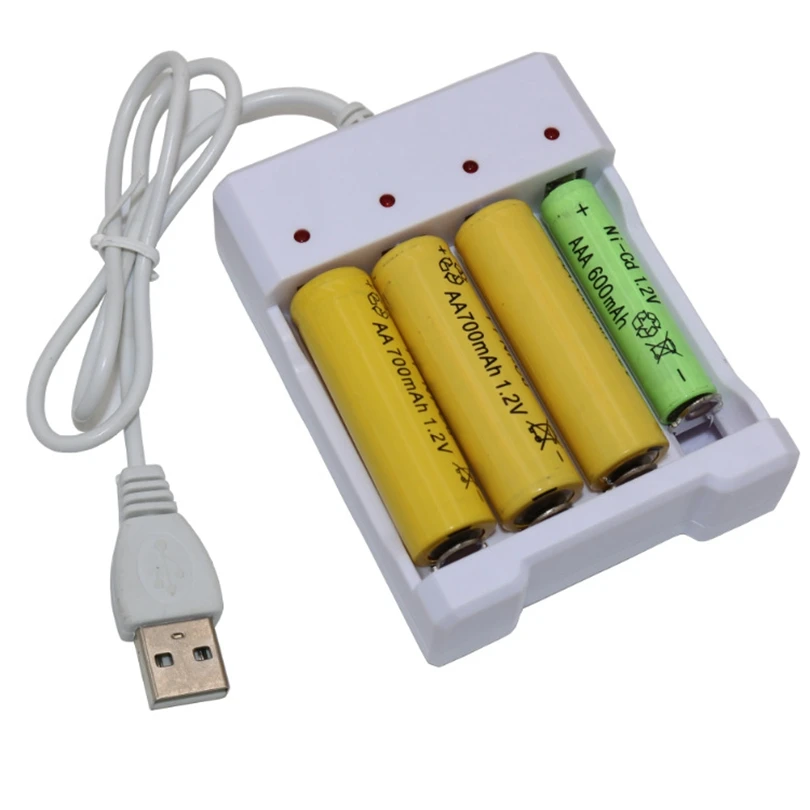 Универсальное зарядное устройство USB 4 слота 250 мА выход перезаряжаемая батарея
