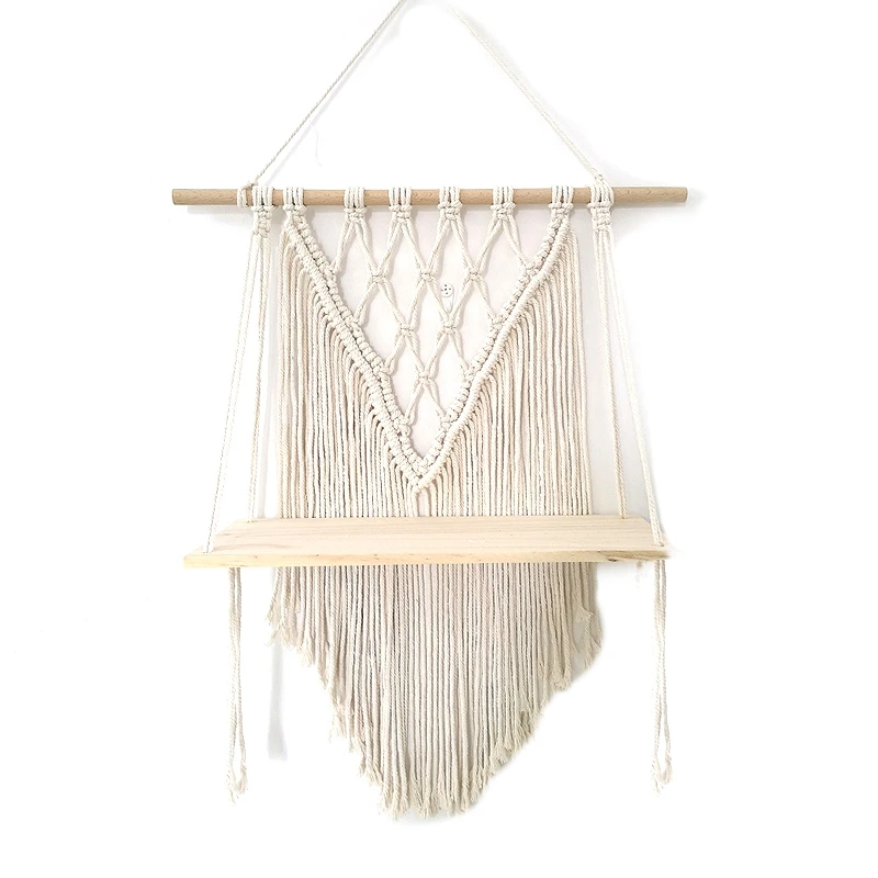 

Macrame Wall Hanging Shelf Bohemian Style Handmade Home Kids Room Decoration Wall Shelf Tassel Tapestry