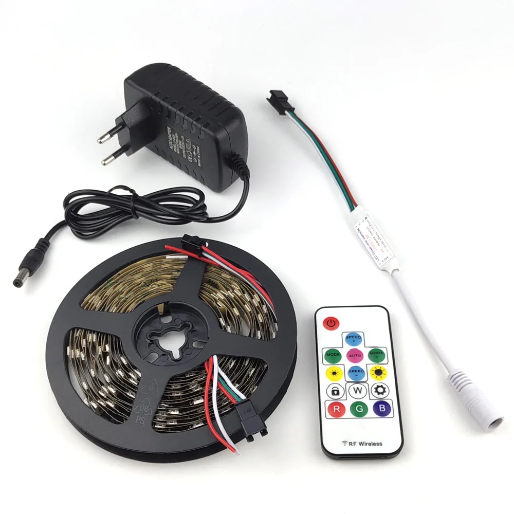 

5M WS2812 Led Lights Individually Addressable Smart RGB Led Strip WS2812B RGB Light Black White PCB IP30 Background Decoration