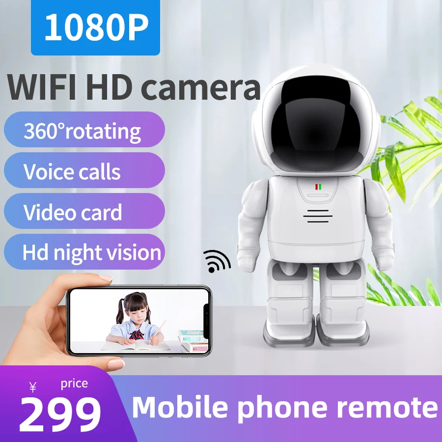 1080p astronaut robot camera ip wifi wireless p2p security surveillance night vision infrared home security robot baby monitor free global shipping