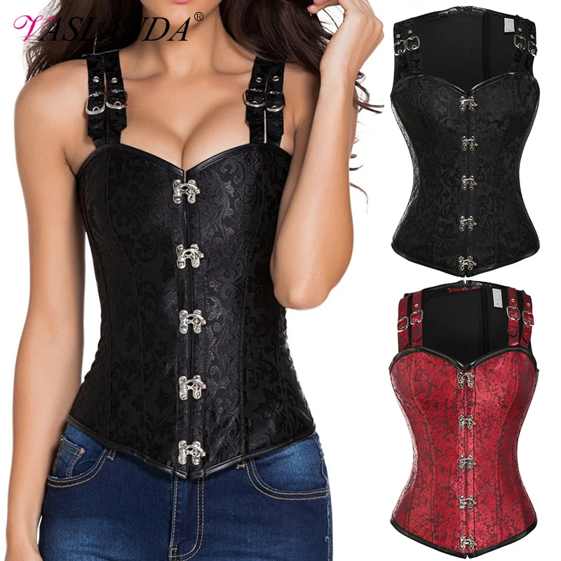 Женские бюстье и корсеты готический корсет жилет на шнуровке с пряжкой топы