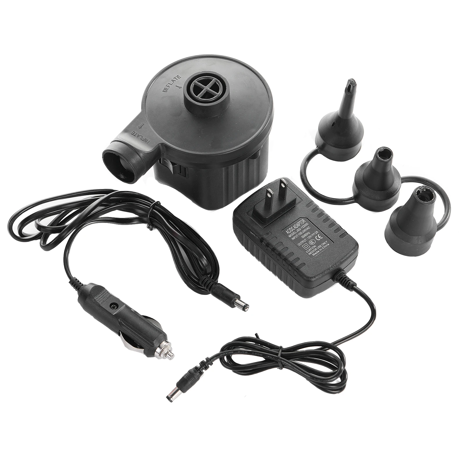 

New Pump Household Air Pump Electric Air Pump Portable Air Mattress Pump with 3 Nozzles for Air Bed Pool Car Accessory