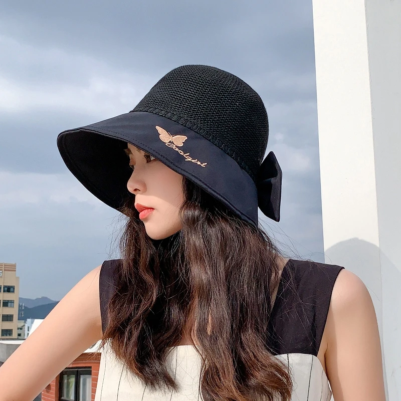 

Hat Female Early Spring Taiwan Knitted Hollow Breathable Summer Sunscreen Straw Hat Female Fashion Wild Fisherman Hat