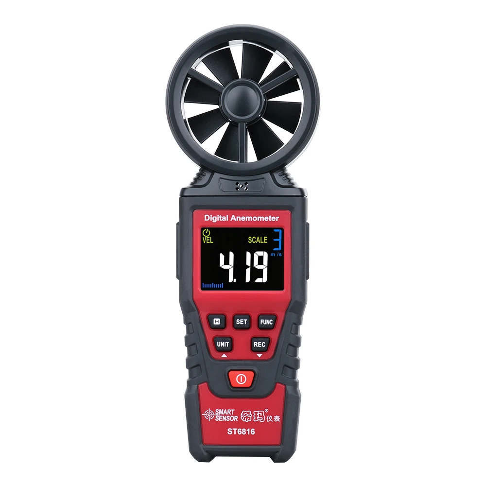 

Digital Anemometer Anemometro Thermometer Color LCD Air Velocity Wind Speed Measue Gauge Air Flow Volume Meter Windmeter Alarm