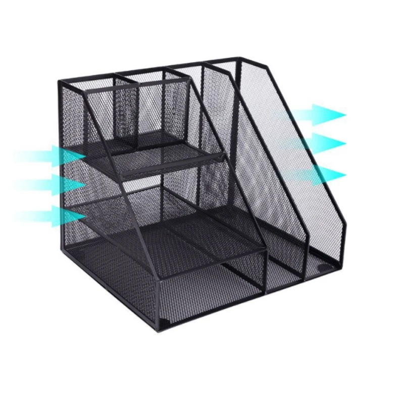 

Home Office Desktop Office storage File Rack Organizer Sorter Black Metal Mesh