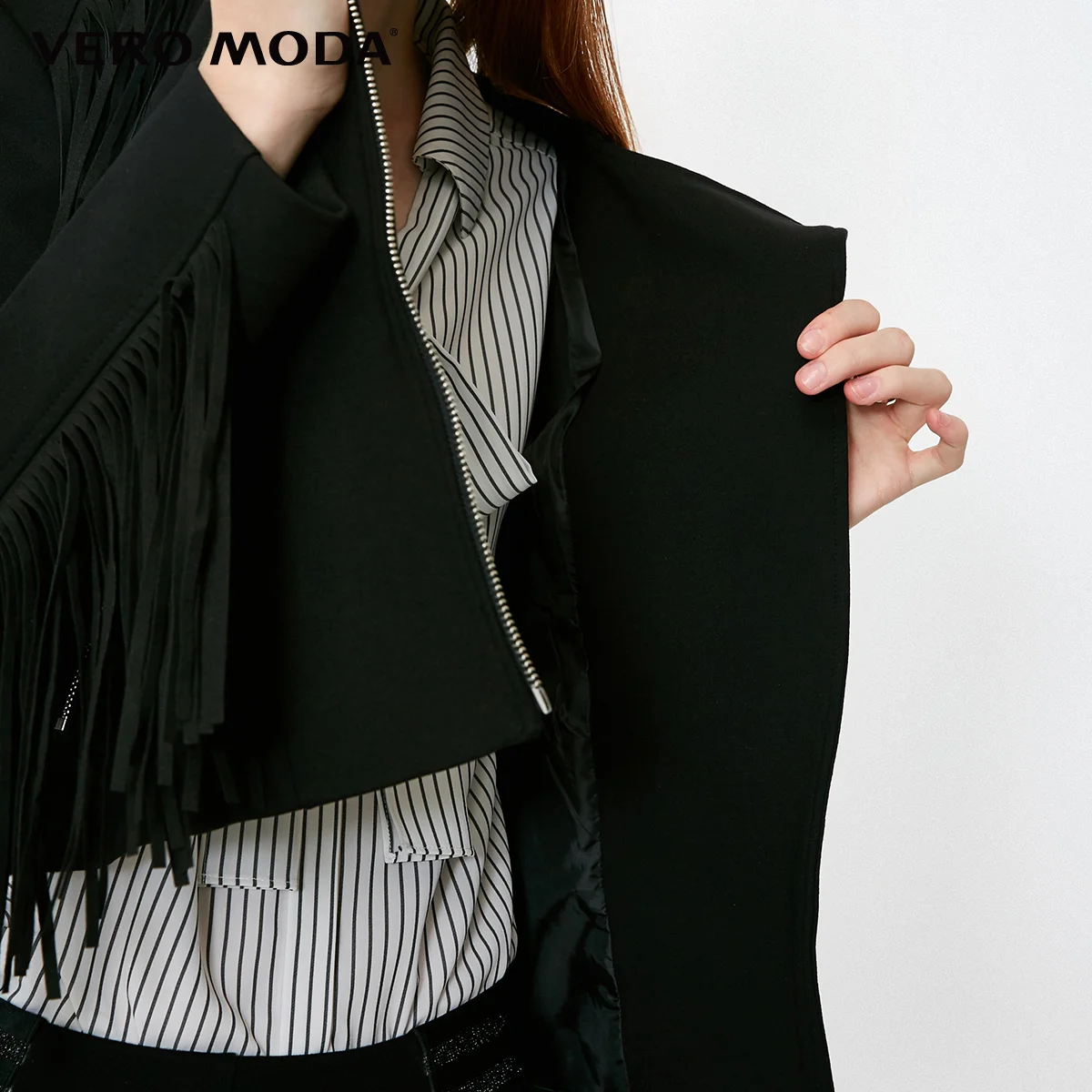 Vero Moda женское короткое пальто с круглым воротником и кисточками на молнии |