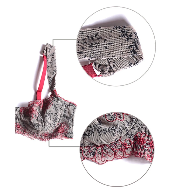 Стальной бюстгальтер с принтом кружевной собранное нижнее белье ультратонкий