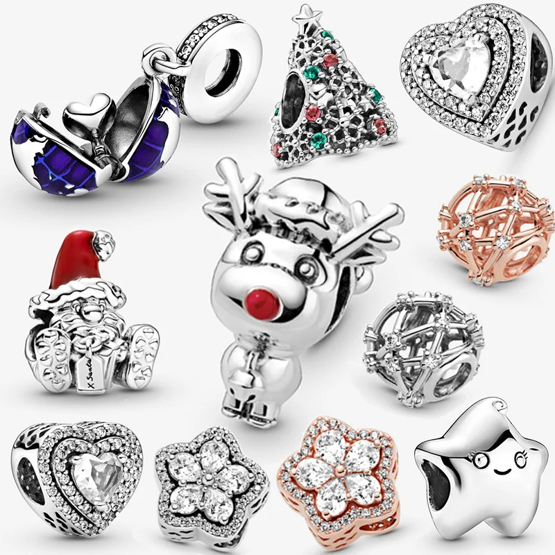 

Winter Classic 925 Sterling Silver Colorful Christmas Tree Pendant Fit Original Pandora Bracelet DIY Gift