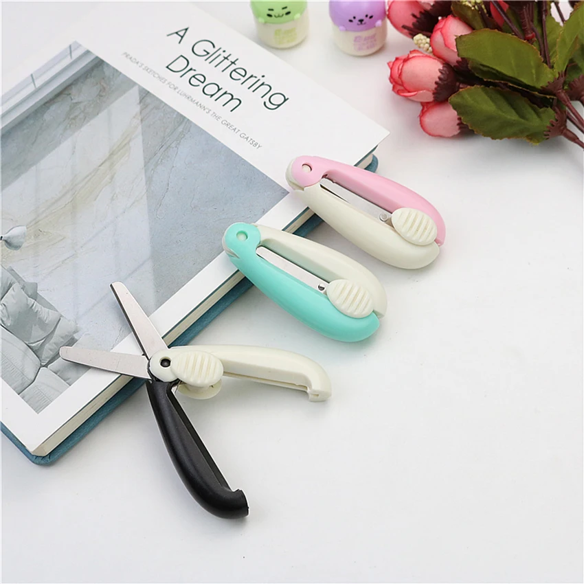 Складные мини ножницы с нажимным захватом портативные и складные дорожные