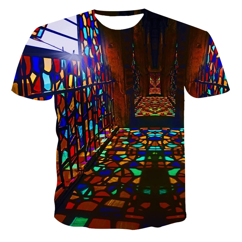 Лидер продаж цветная мозаичная серия 3D футболка 2020 летние топы унисекс прямые