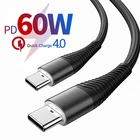 Кабель USB-CUSB Type C, 60 Вт, USB-C, для быстрой зарядки, QC 3,0, PDType-C, кабель для Huawei P30, 20 Plus, Samsung S10, S9, Xiaomi, Macbook