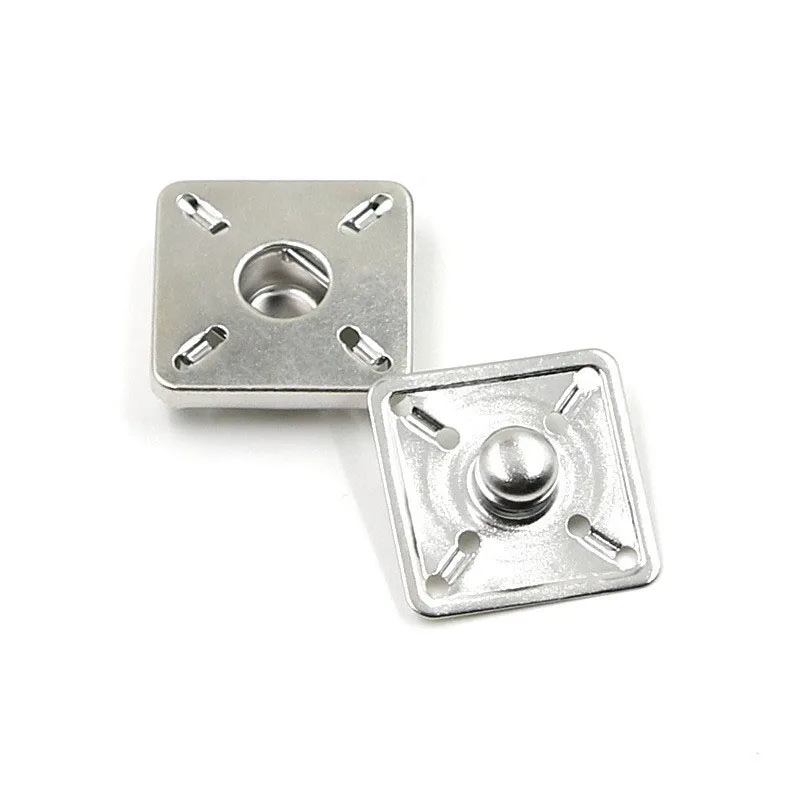 Silver Meetee 10 шт. квадратные металлические прессованные Заклепки Шпильки крепежная муфта DIY швейная кожа ремесло пальто одежда сумки аксессуары E4-37 - Цвет: Silver