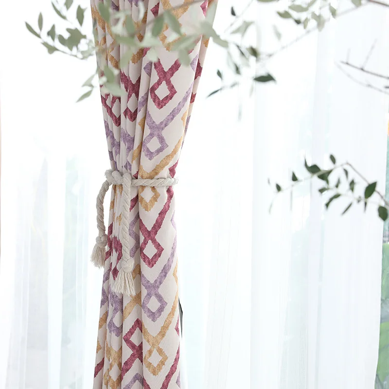 Современный простой стиль занавес ткань хлопок печать s для гостиной спальни