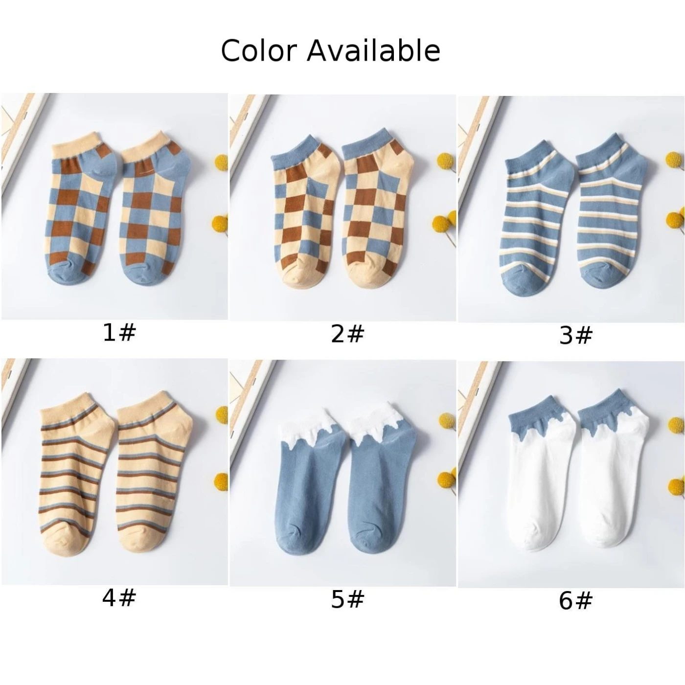 

Plaid Striped Blue Low Cut Socks Women Cotton Best Cute Elastic Cozy Ankle Socks Sports Socks Color Boat Socks Comfortable Socks