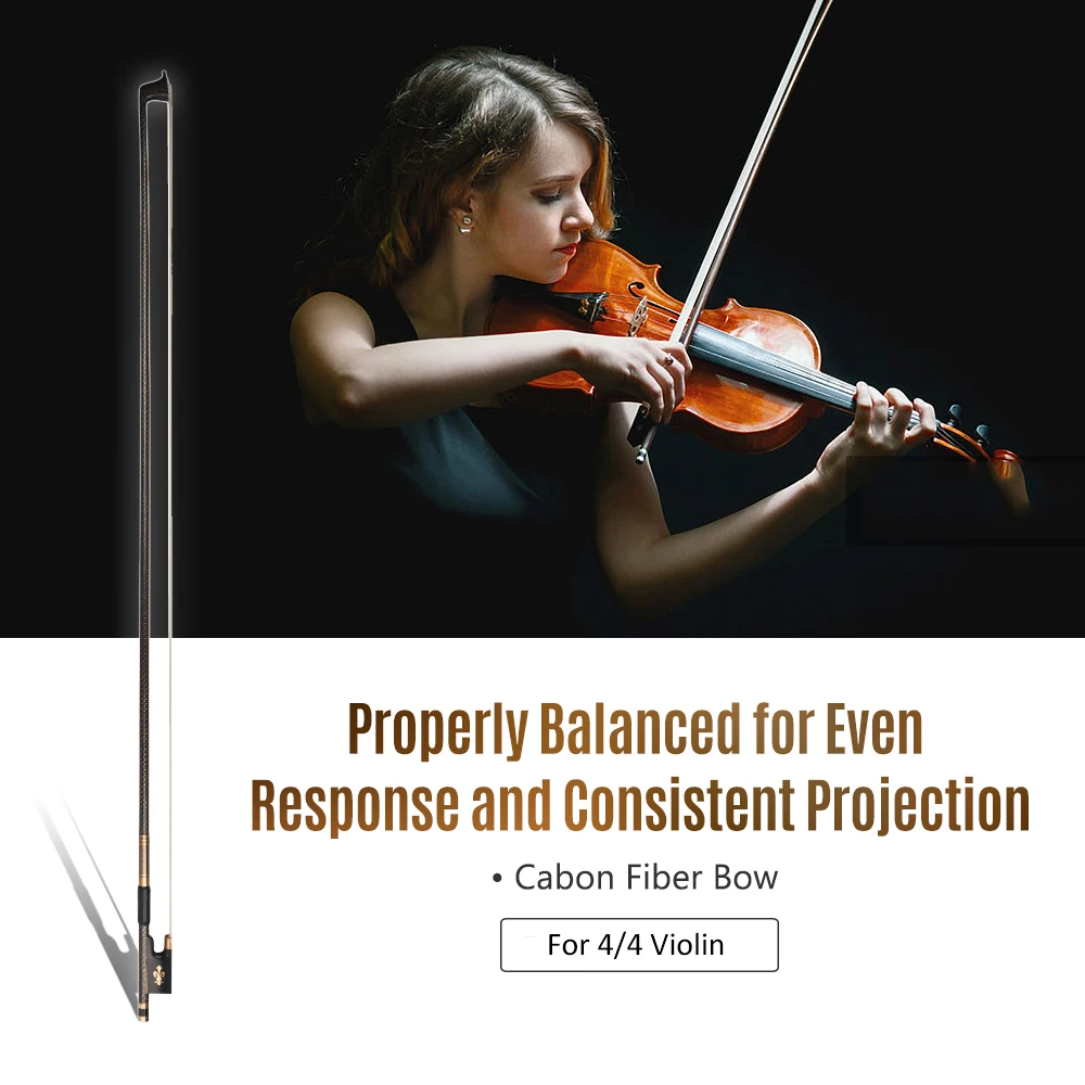 

Violin Bow Cabon Fiber 4/4 Violin Bow High Quality Bow Hairs Ebnoy End Light Weight Proper Balance Orchestral String Accessories