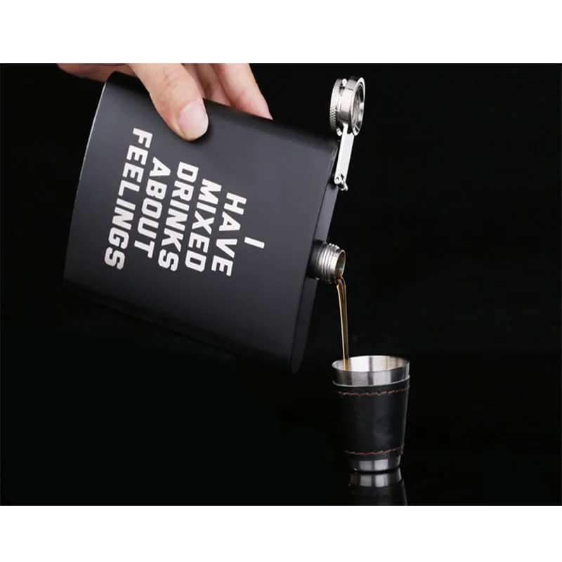 Матовые плоские фляжки 8 унций винная бутылка с гравировкой букв мини фляжка из