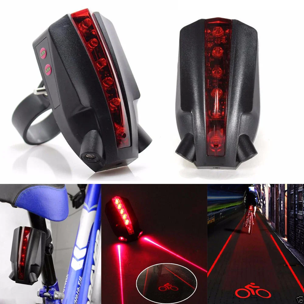Bike Tail Light Bicycle Rear Cycling Projector Safety Warning Lamp Back Flashlight for Mountain (Black) | Спорт и развлечения