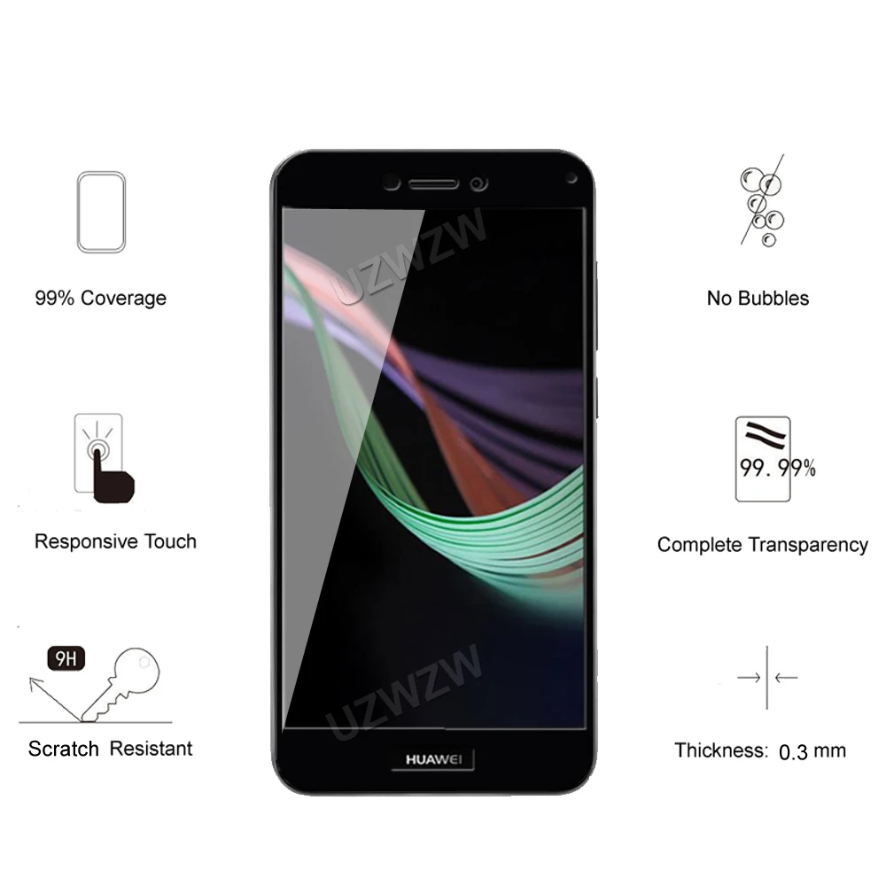 For Huawei P9 Lite 2017 (5.2 inch) Full Coverage Tempered Glass Phone Screen Protector Protective Guard Film 2.5D 9H Hardness | Мобильные