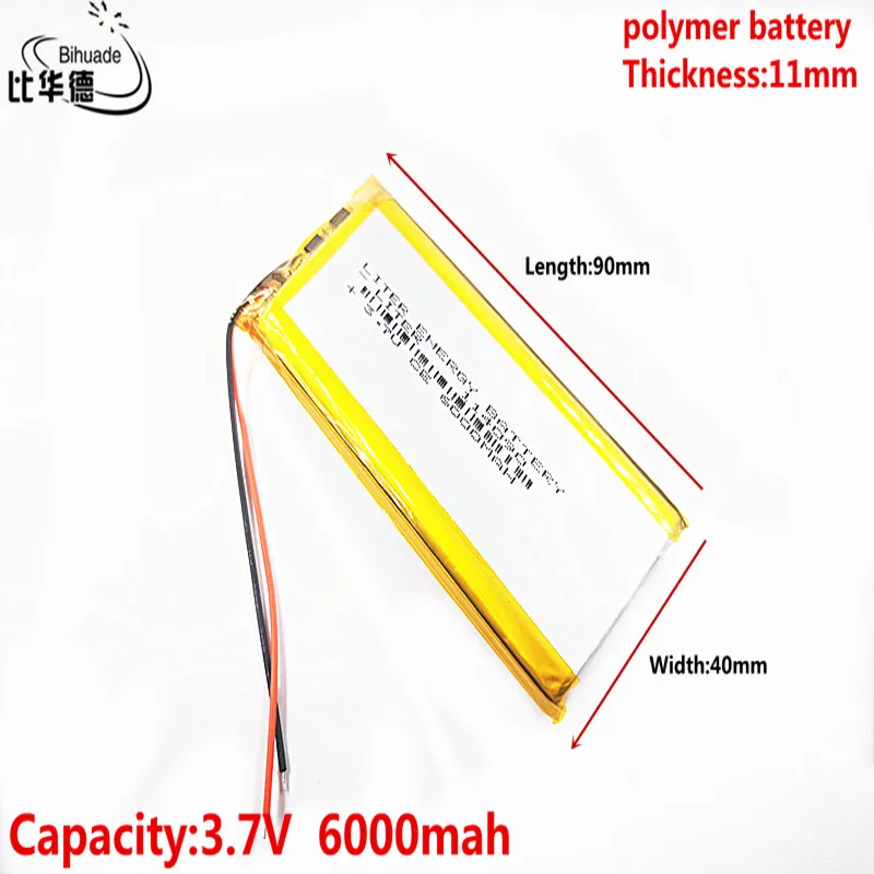 

Хорошее качество, литровая энергетическая батарея 3,7 в, 6000 мАч 114090, полимерная литий-ионная/литий-ионная батарея для планшетного ПК, GPS,mp3,mp4