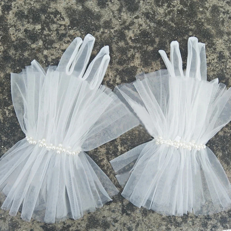 3 цвета модные пушистые сетчатые перчатки женские феи с кружевными воланами