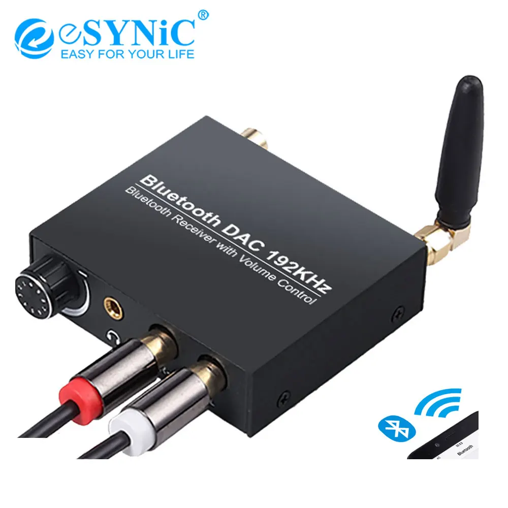 ESYNiC 192 кГц Bluethooth цифро аналоговый аудиопреобразователь DAC с Bluetooth приемником