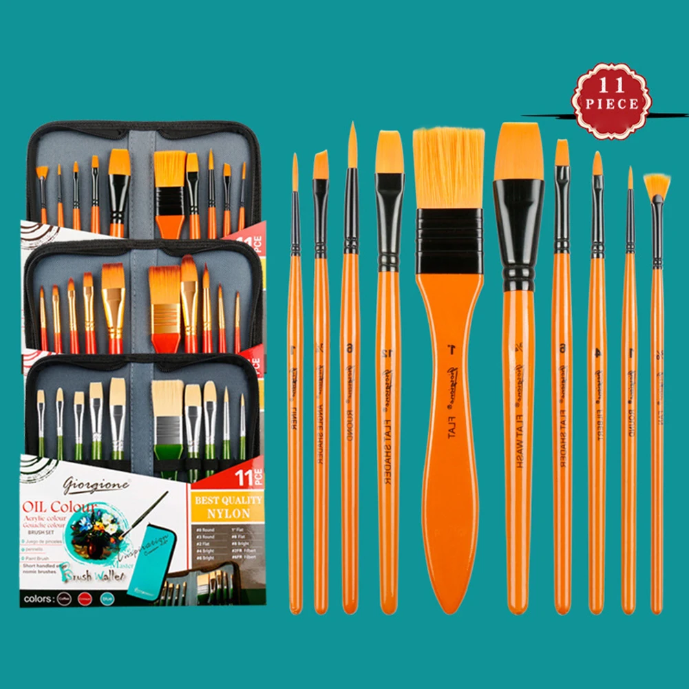 11 шт. нейлон волос Многофункциональный кисти Безопасность Краски акварель масло